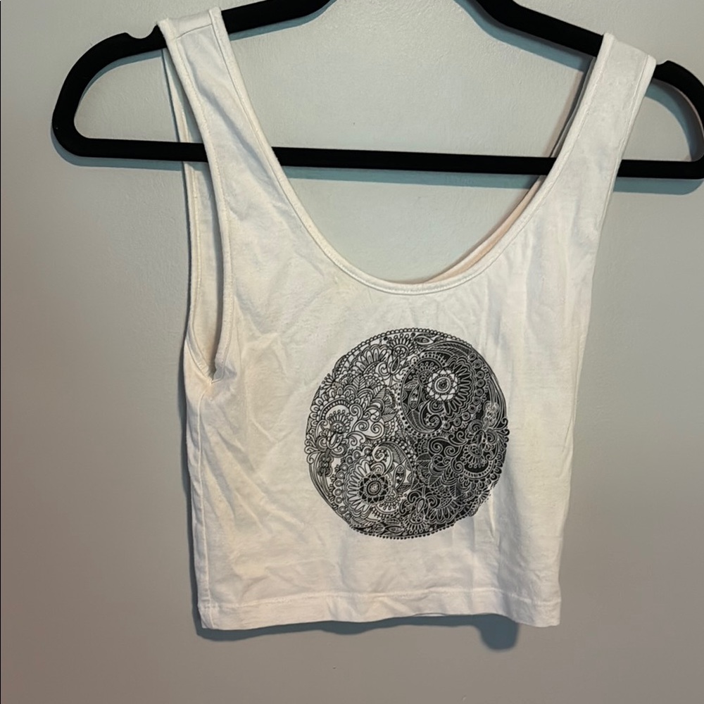 White Mandala Print Crop Top